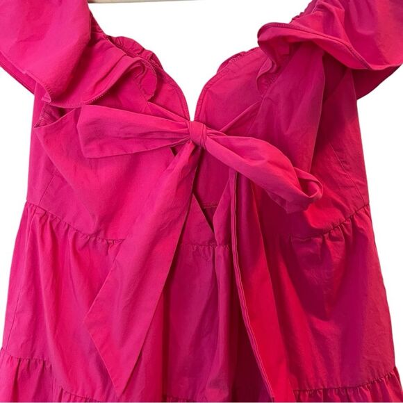 Saylor NYC Karalyn Pink Mini Dress Ruffle Bow Back Size Large - Picture 9 of 12